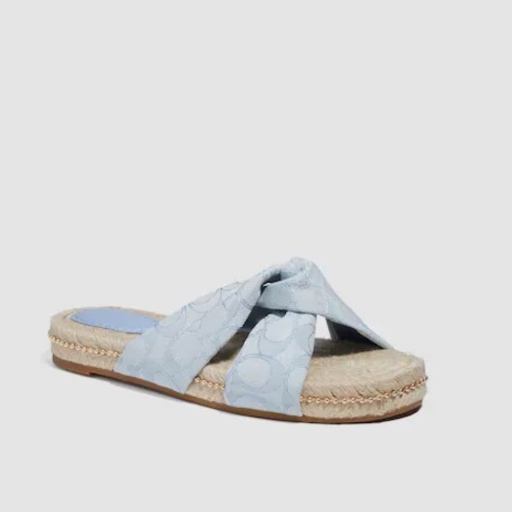 Nwt Coach Charli Espadrille Sandals Light Blue Size 6.5